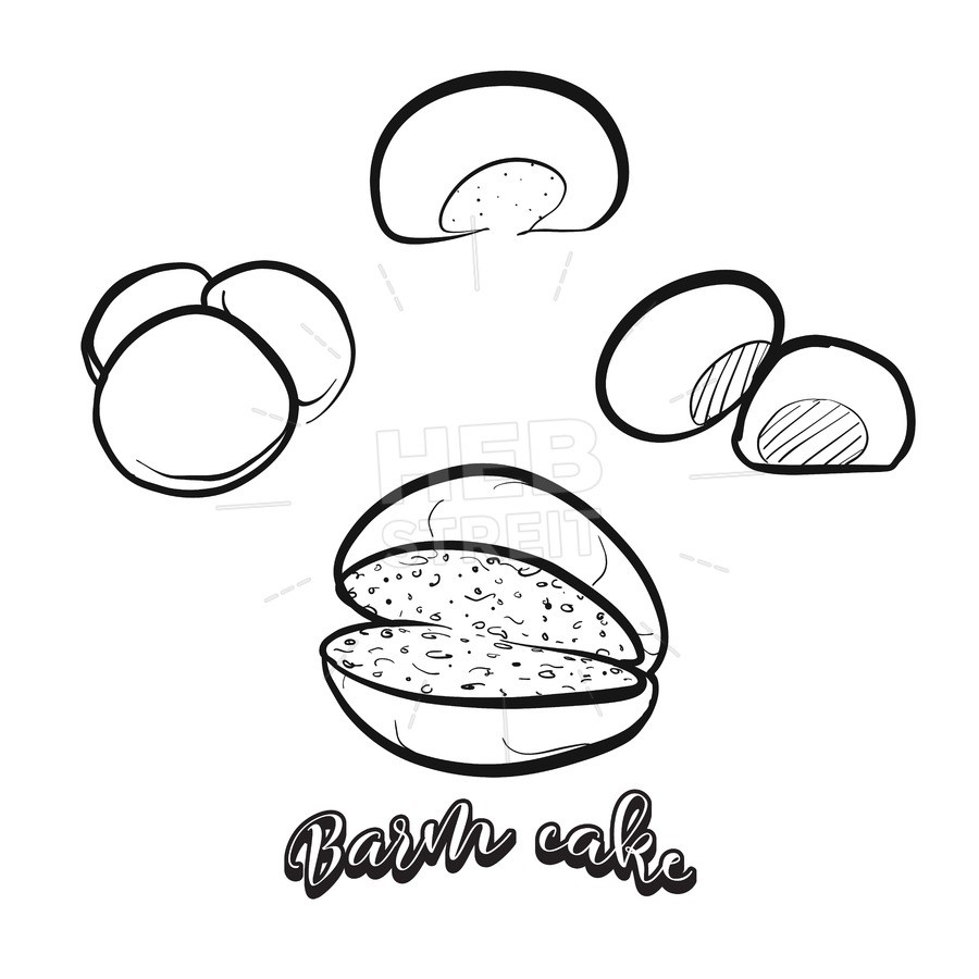 900x900 Hand Drawn Sketch Of Barm Cake Bread Hebstreit - Media Sketch