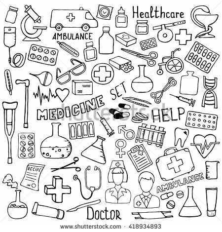 450x470 Hand Drawn Medicine Icon Set. Medical Sketched Collection - Medical Sketches