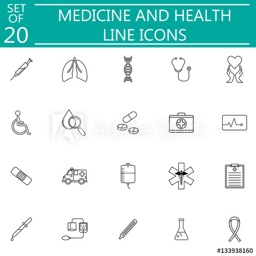 500x500 Medicine And Health Line Pictograms Package, Medical Symbols - Medical Sketches