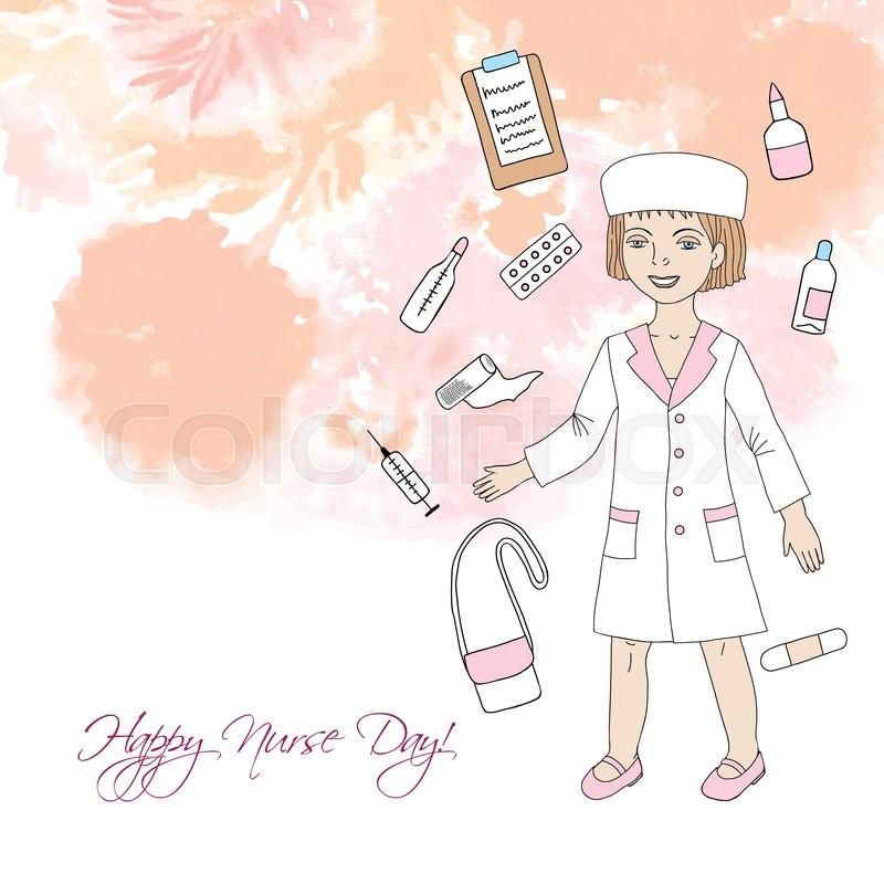 800x800 Background With Nurse And Medical Supplies. Hand Drawn Medicine - Medical Sketches