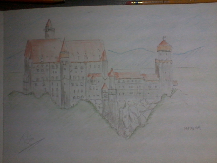 900x675 Medieval Castle Sketch By Rainier3 - Medieval Castle Sketch