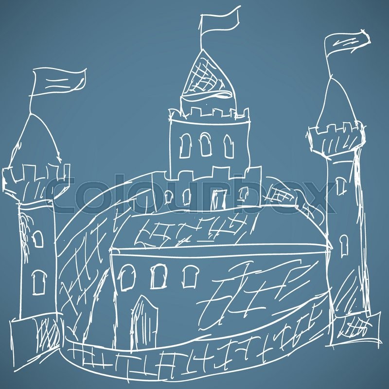 800x800 Medieval Castle Sketch Stock Vector Colourbox - Medieval Castle Sketch