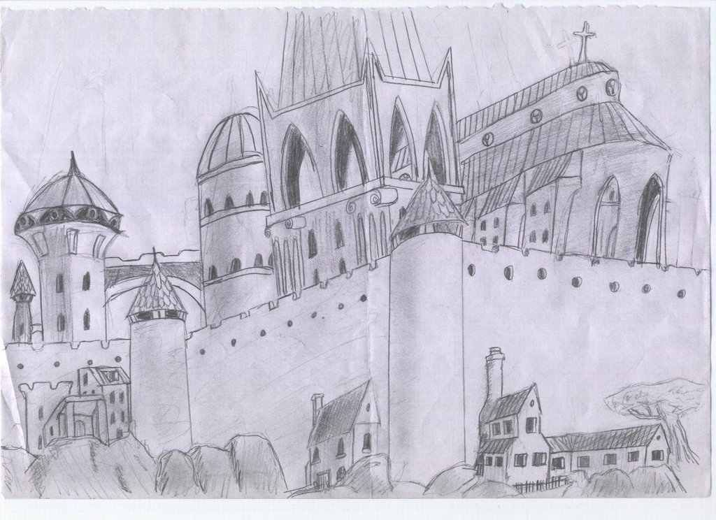 1024x744 Medieval Castle Sketch By Magyaros - Medieval Castle Sketch