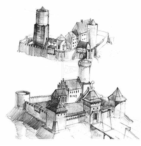 Medieval Castle Sketch at PaintingValley.com | Explore collection of ...