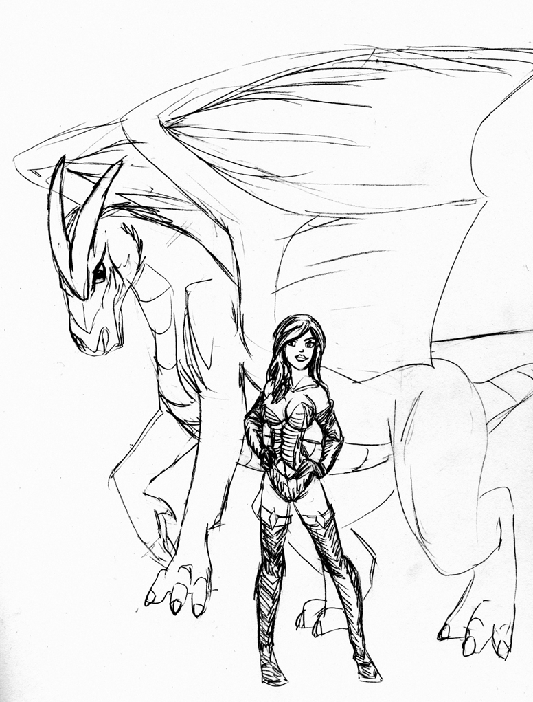 776x1021 Medieval Sketch Dragon Girl By Archicrash - Medieval Dragon Sketch