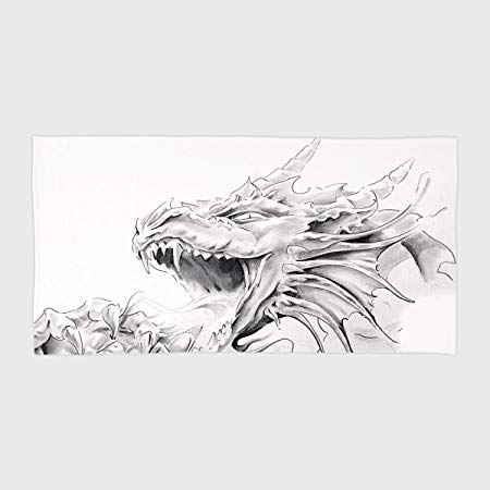 450x450 One Side Printing Hotel Spa Beach Pool Bath Hand Towel,dragon - Medieval Dragon Sketch