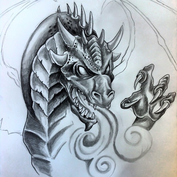 612x612 Medievaldragon - Medieval Dragon Sketch