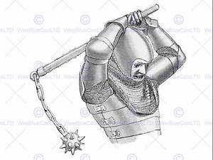 300x226 Painting Drawing Medieval Knight Mace Morning Star Art Print - Medieval Knight Sketch