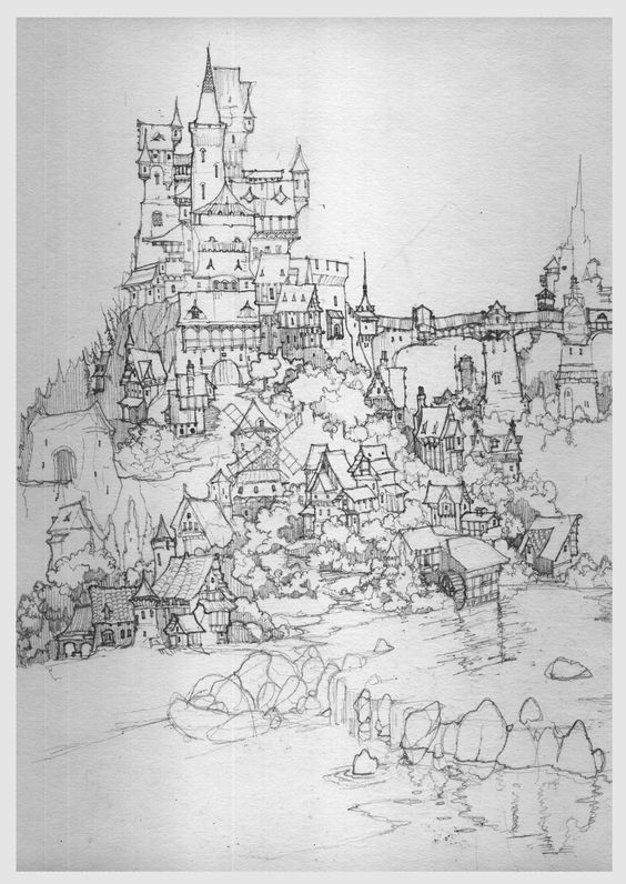 564x796 Sketch Location Conceptsackgrounds Sketches - Medieval Sketches