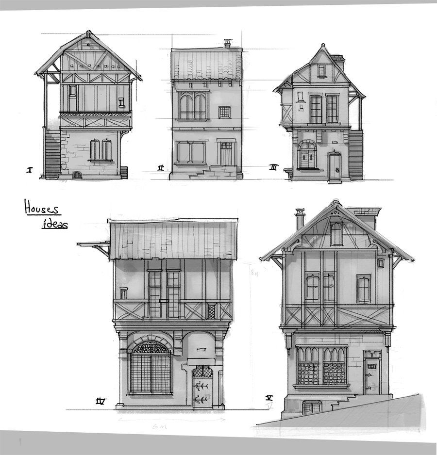 900x938 Medieval House Drawing - Medieval Sketches