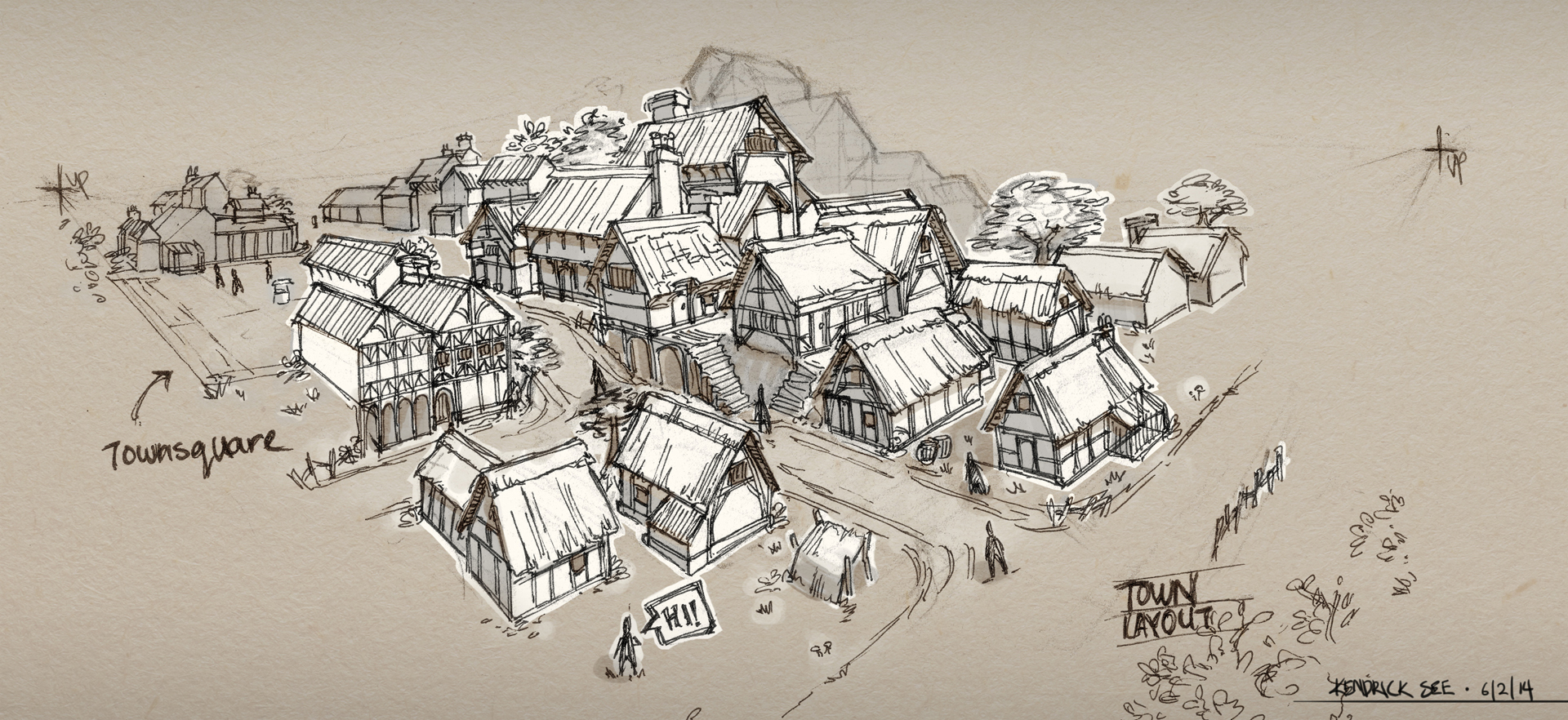 1920x882 Kendrick See - Medieval Town Sketch