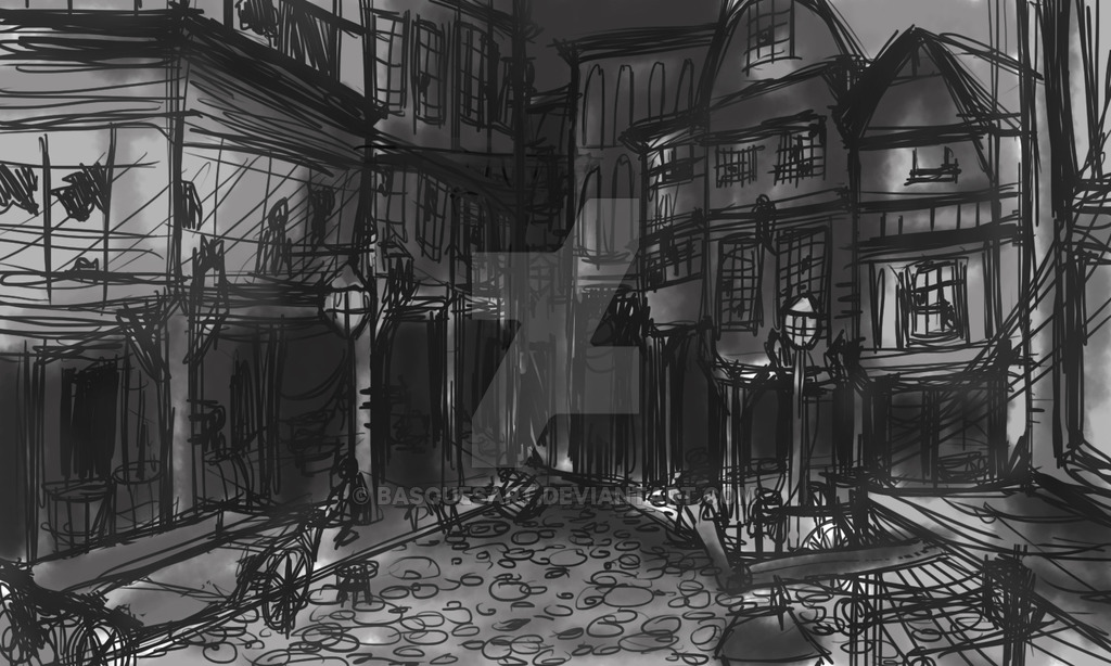 1024x614 Medieval Town Sketch By Basquesart - Medieval Town Sketch
