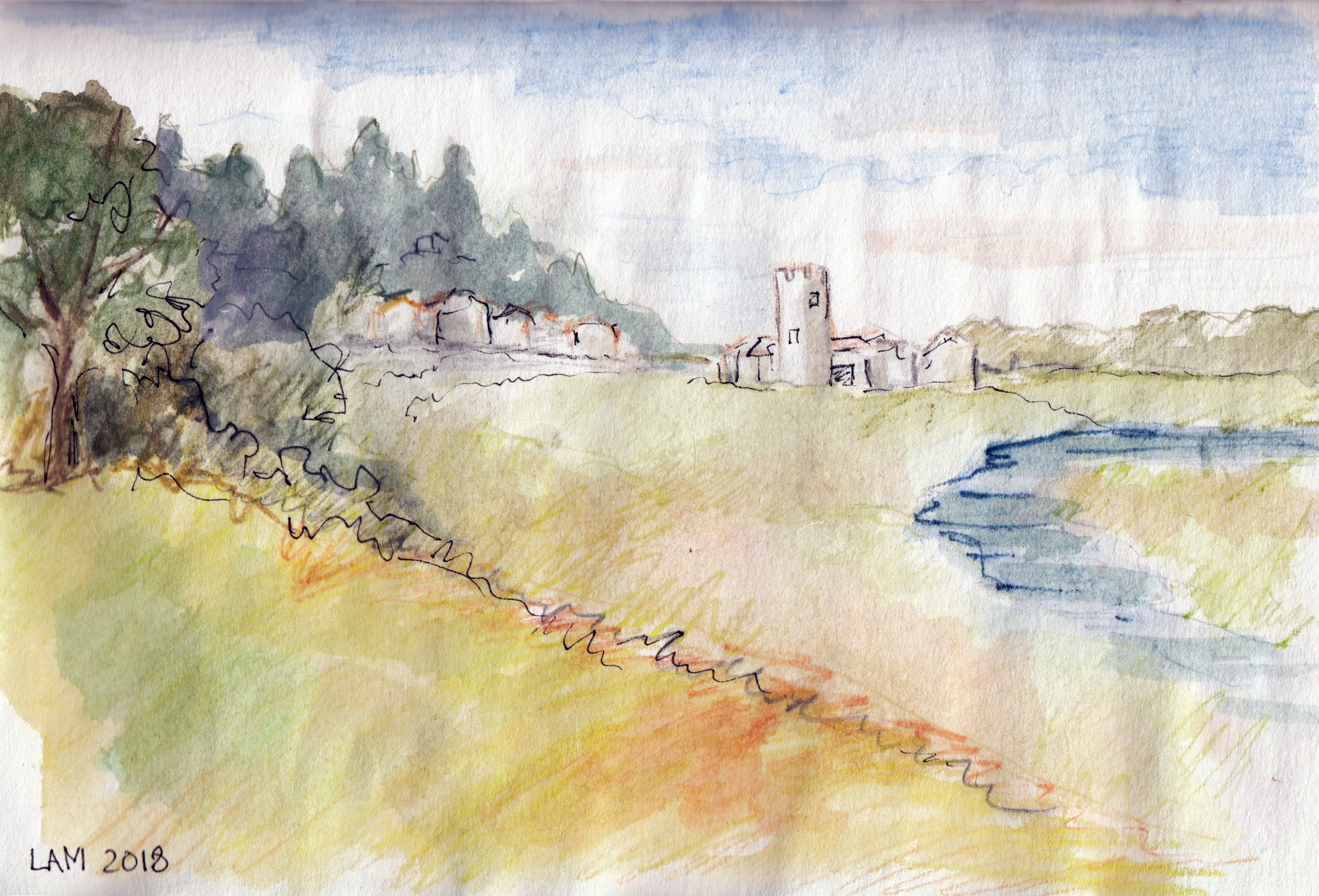 2893x1966 Medieval Town Amp Fortress In The Mixed Media Sketch - Medieval Town Sketch