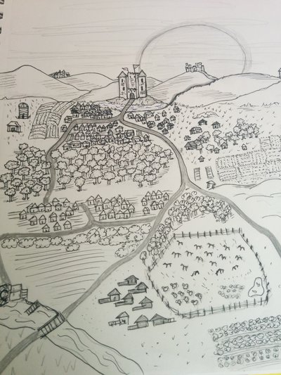 400x533 Medieval Town Sketch By Maggieraven - Medieval Town Sketch
