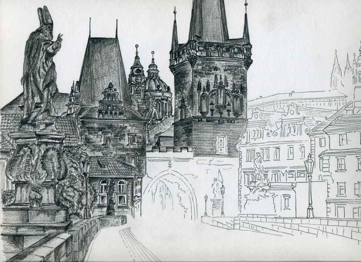 1228x892 Castle Drawings For Inspiration And Fun - Medieval Town Sketch