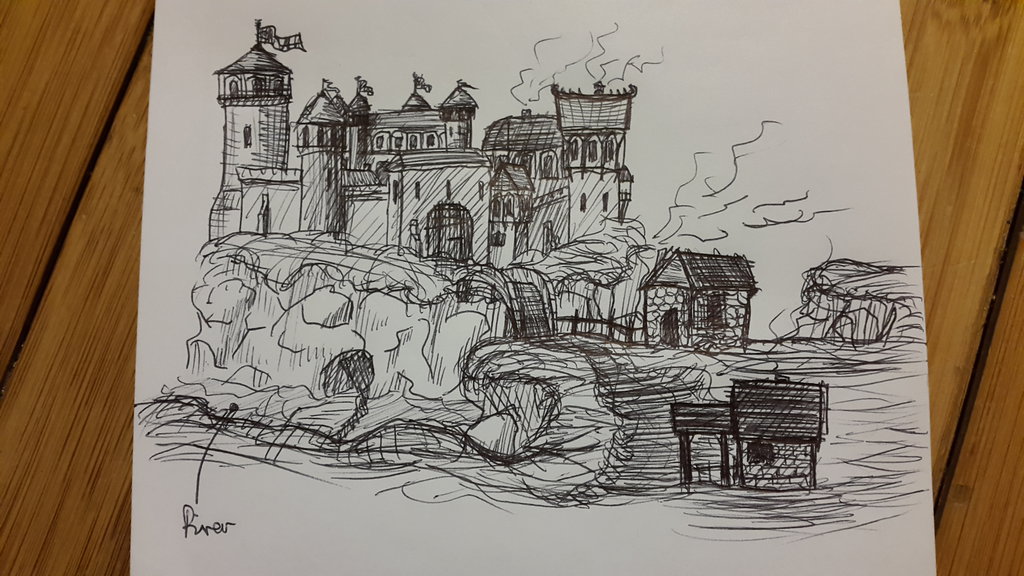 1024x576 Castle Clipart Medieval Village Cute Borders, Vectors, Animated - Medieval Town Sketch