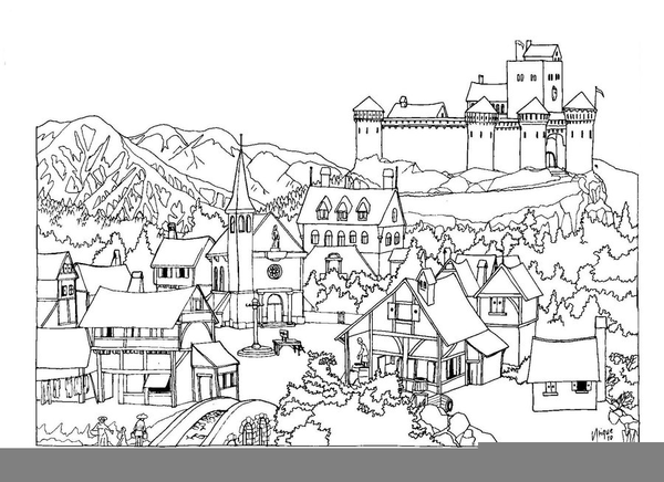 600x436 Medieval Village Drawing Free Images - Medieval Village Sketch