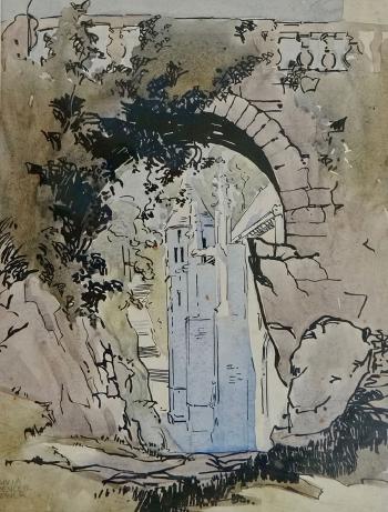 350x461 Medieval Village By Alexander Bower Blouin Art Sales Index - Medieval Village Sketch