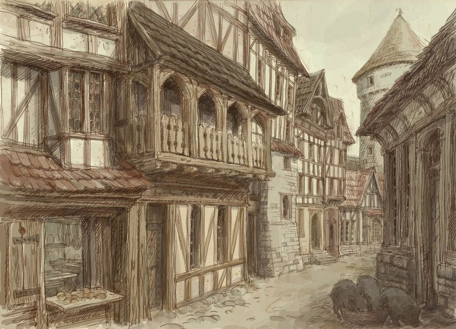 900x649 What Medieval Profession Would You Have Fantasy And Rpg - Medieval Village Sketch