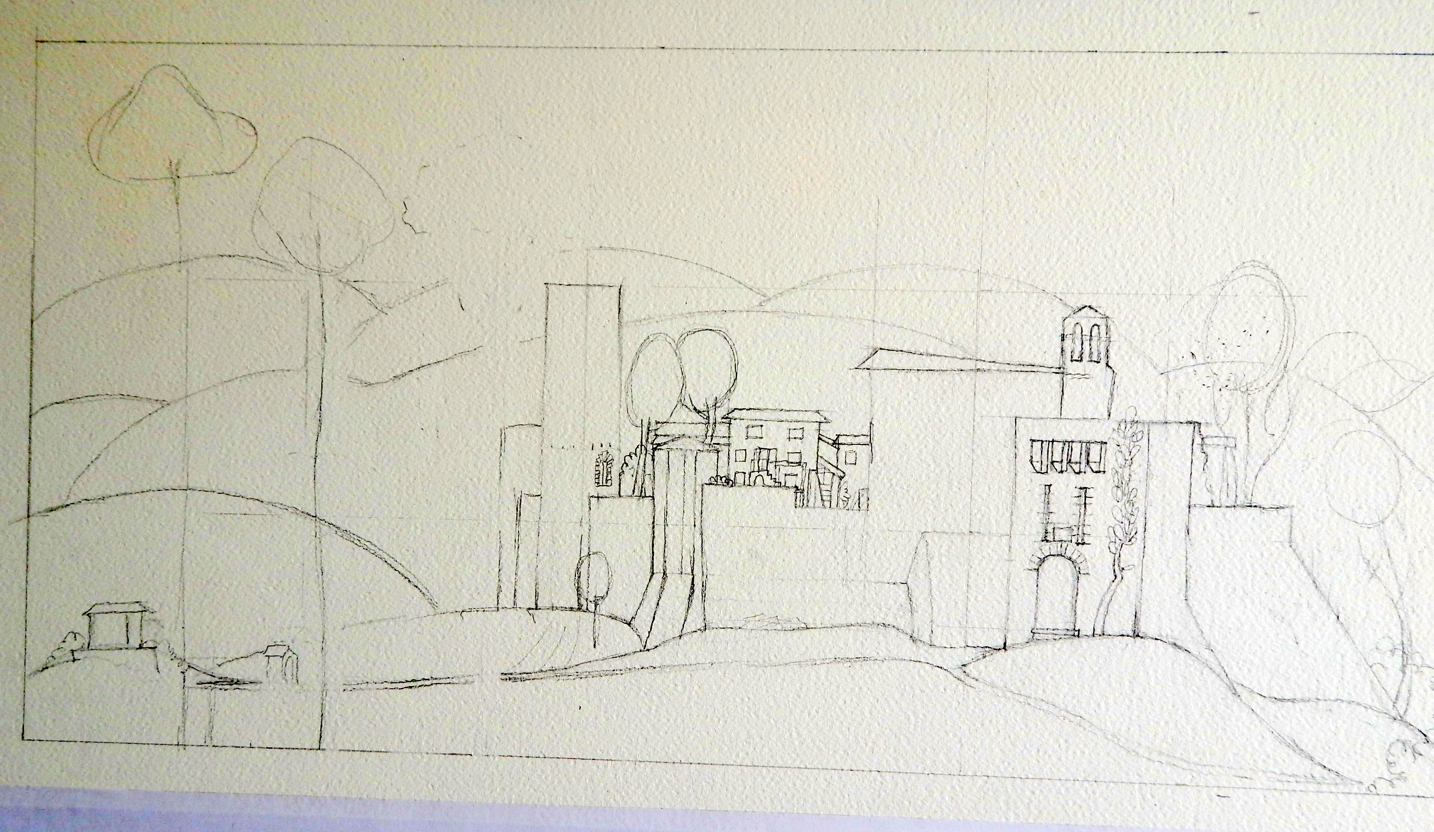 4577x2658 Cartoon Of A Medieval Village Umbriart Gallery - Medieval Village Sketch