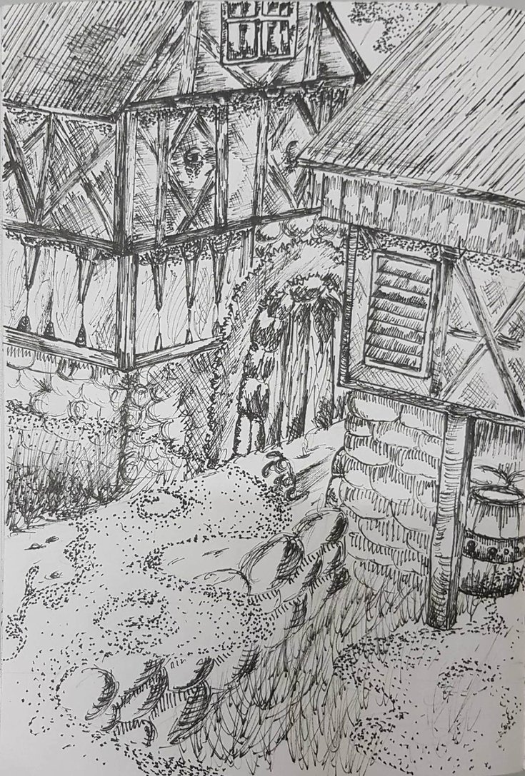 735x1087 Dreathrodgers (Rodger Nyioh) - Medieval Village Sketch