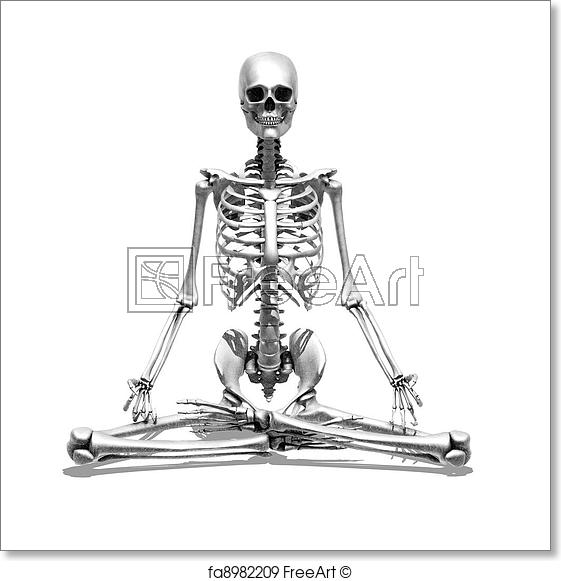 561x581 Free Art Print Of Meditation Skeleton. 3d Render Depicting A - Meditation Sketch