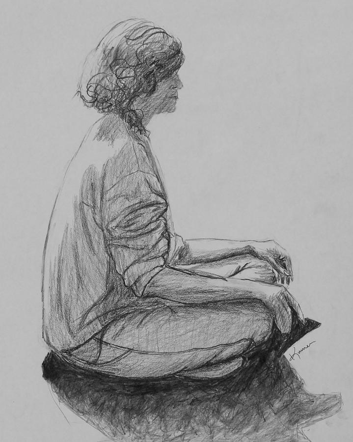 719x900 Meditation Drawing By Kume Bryant - Meditation Sketch