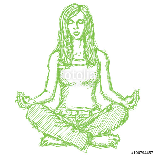 494x500 Sketch Woman Meditation In Lotus Pose Stock Image And Royalty - Meditation Sketch