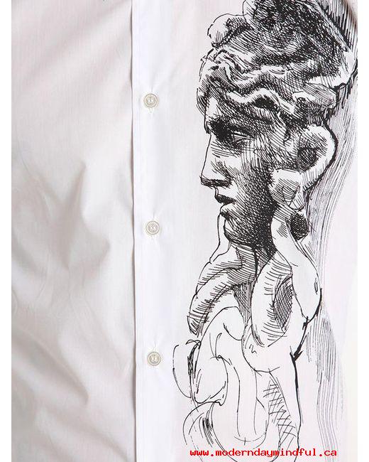 520x650 Versace White Medusa Sketch Print Cotton Poplin Shirt - Medusa Sketch