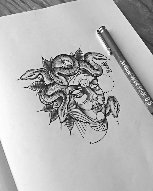 500x625 Medusa Sketch By Stan Bree On We Heart It - Medusa Sketch