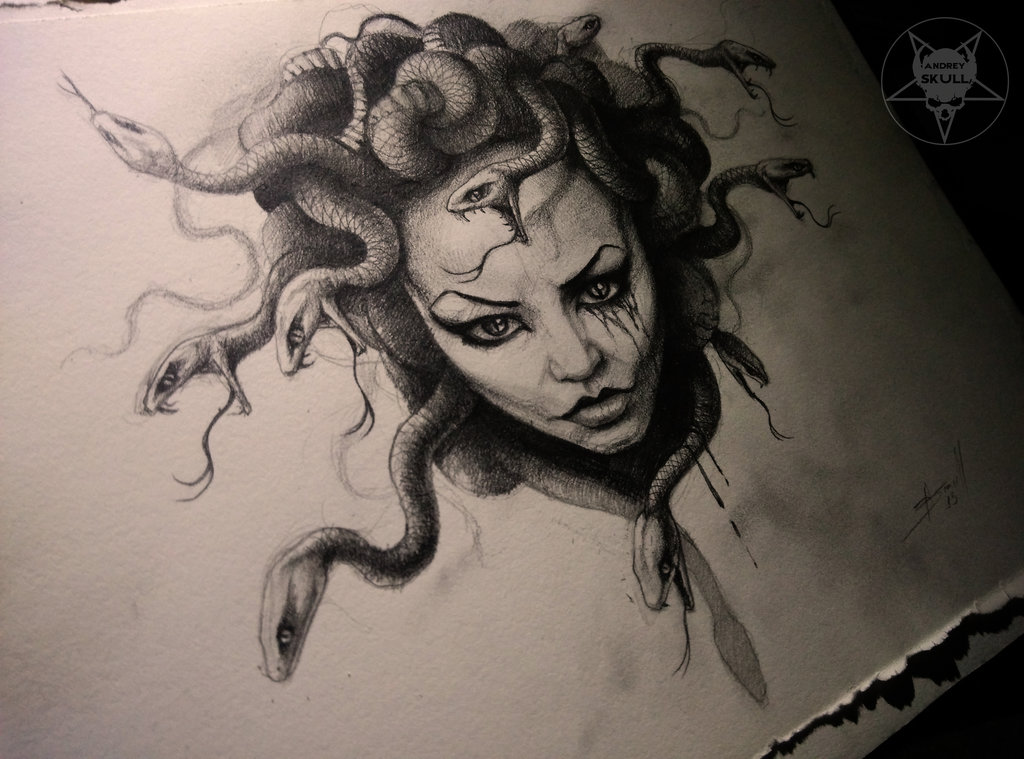 1024x759 Medusa By Andreyskull - Medusa Tattoo Sketch