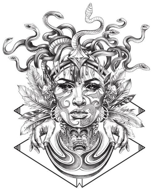 500x615 Pin By Alex H On Tattoos Medusa, Medusa Tattoo And - Medusa Tattoo Sketch