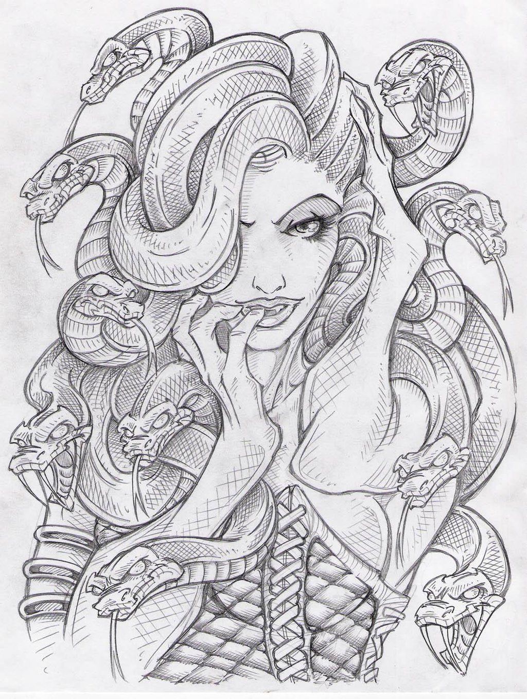 1024x1359 Medusa Drawing Steps - Medusa Tattoo Sketch