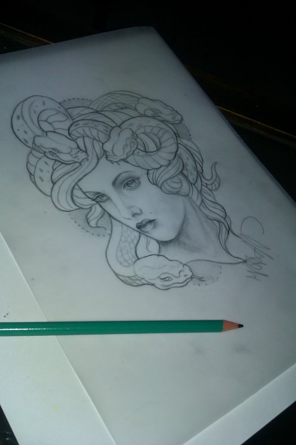 600x900 35 Medusa Tattoos That Are Hauntingly Beautiful - Medusa Tattoo Sketch