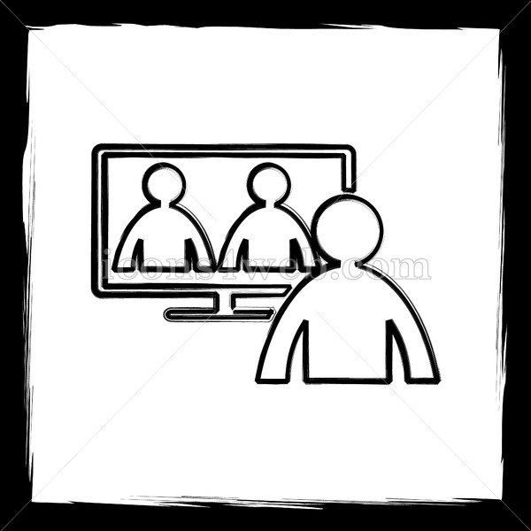 600x600 Online Meeting Sketch Icon. - Meeting Sketch