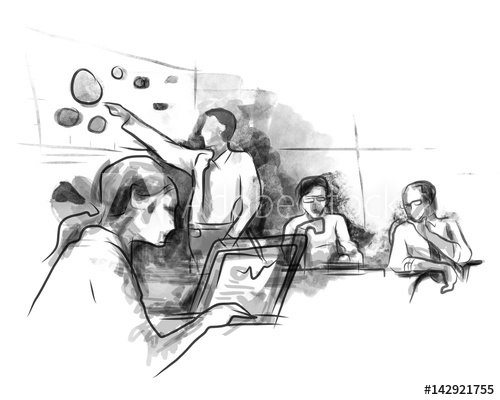 500x400 Business Partners Discussing Ideas - Meeting Sketch