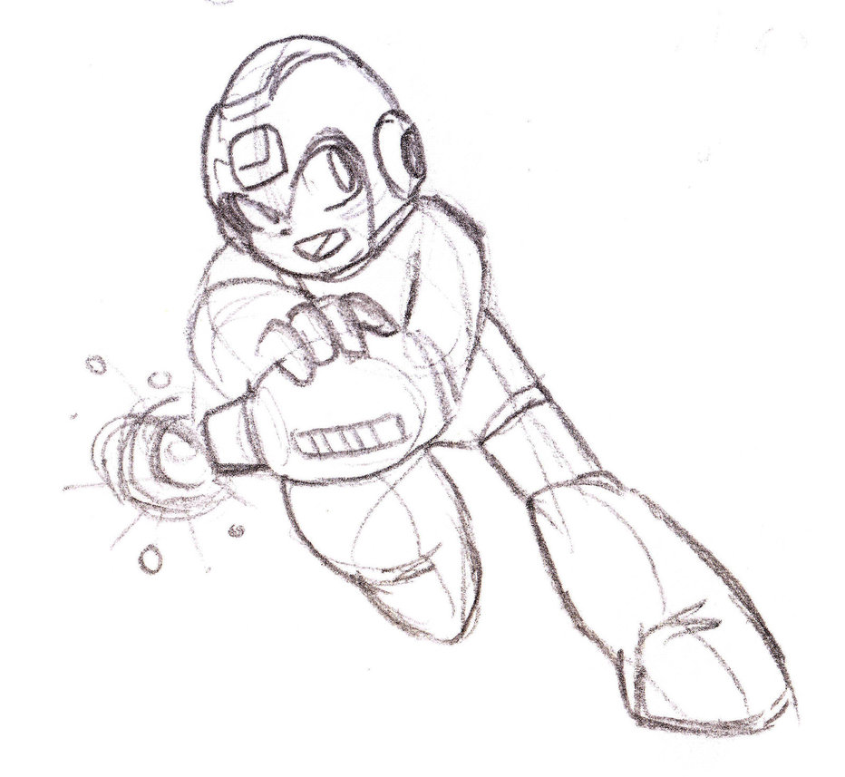 932x857 Mega Man Charging Sketch By Blayaden - Mega Man Sketch