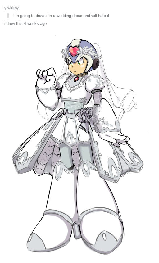 512x847 X In A Wedding Dress By Ylwkirby Mega Man Rockman Know Your Meme - Mega Man Sketch