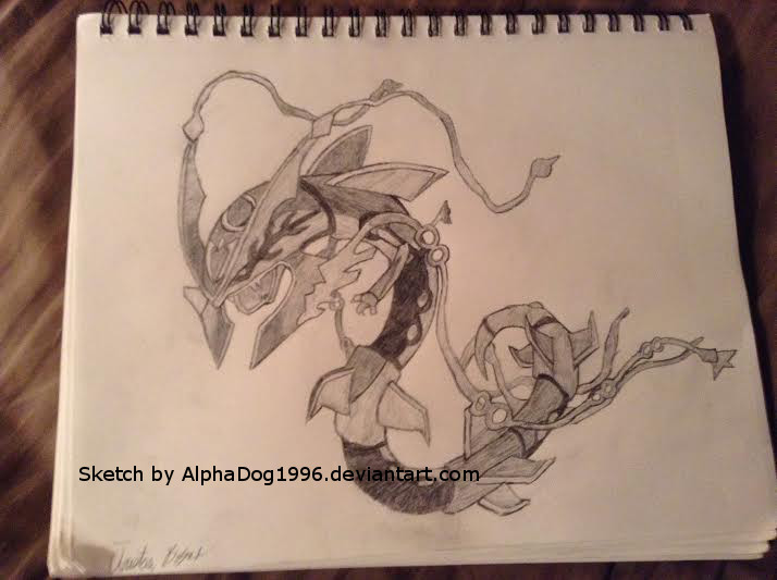 714x533 Mega Rayquaza Sketch By Alphadog1996 - Mega Sketch