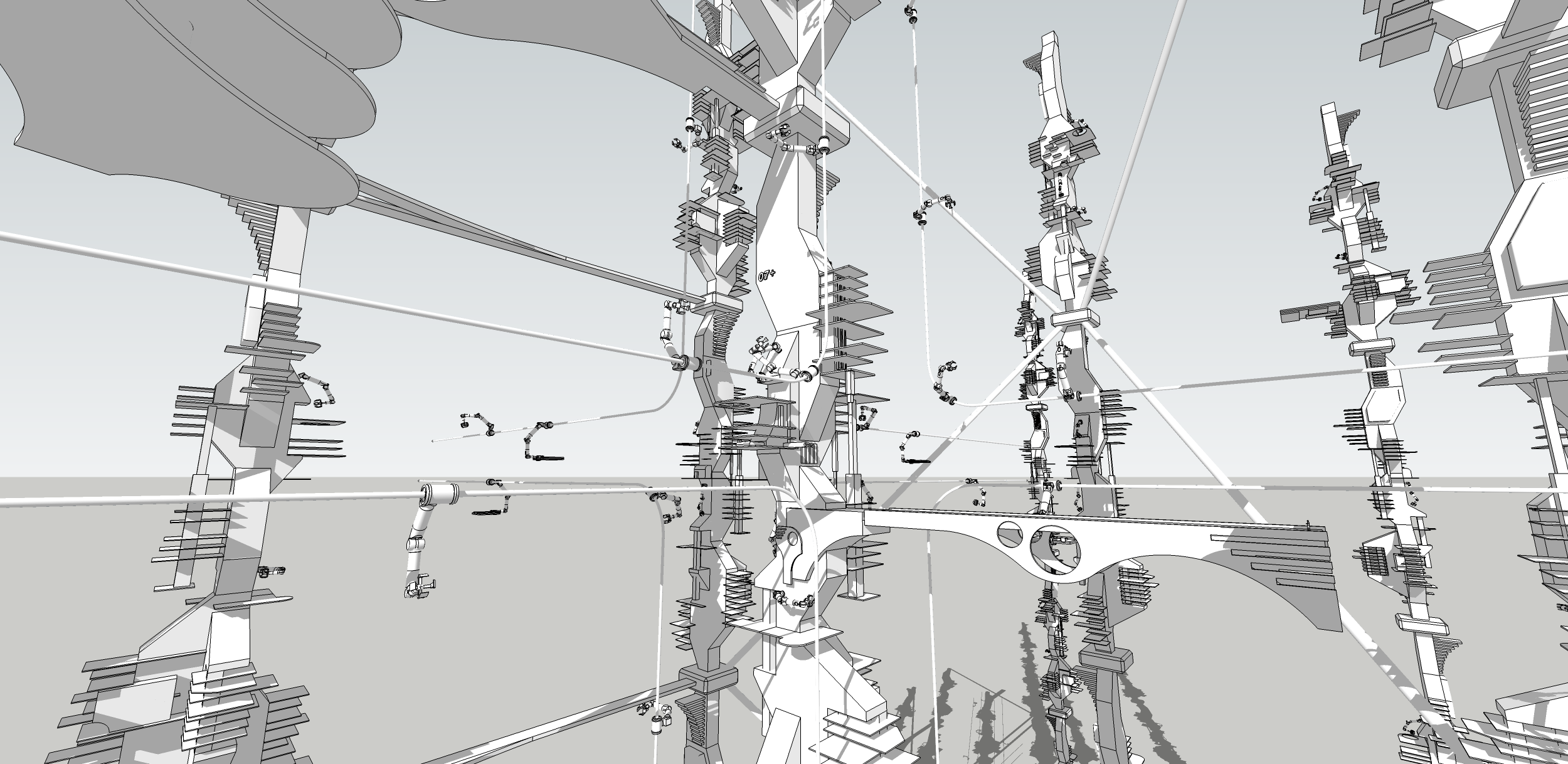 2500x1218 Mega Structures City In The Sky Sketch Model Robin Walker - Mega Sketch