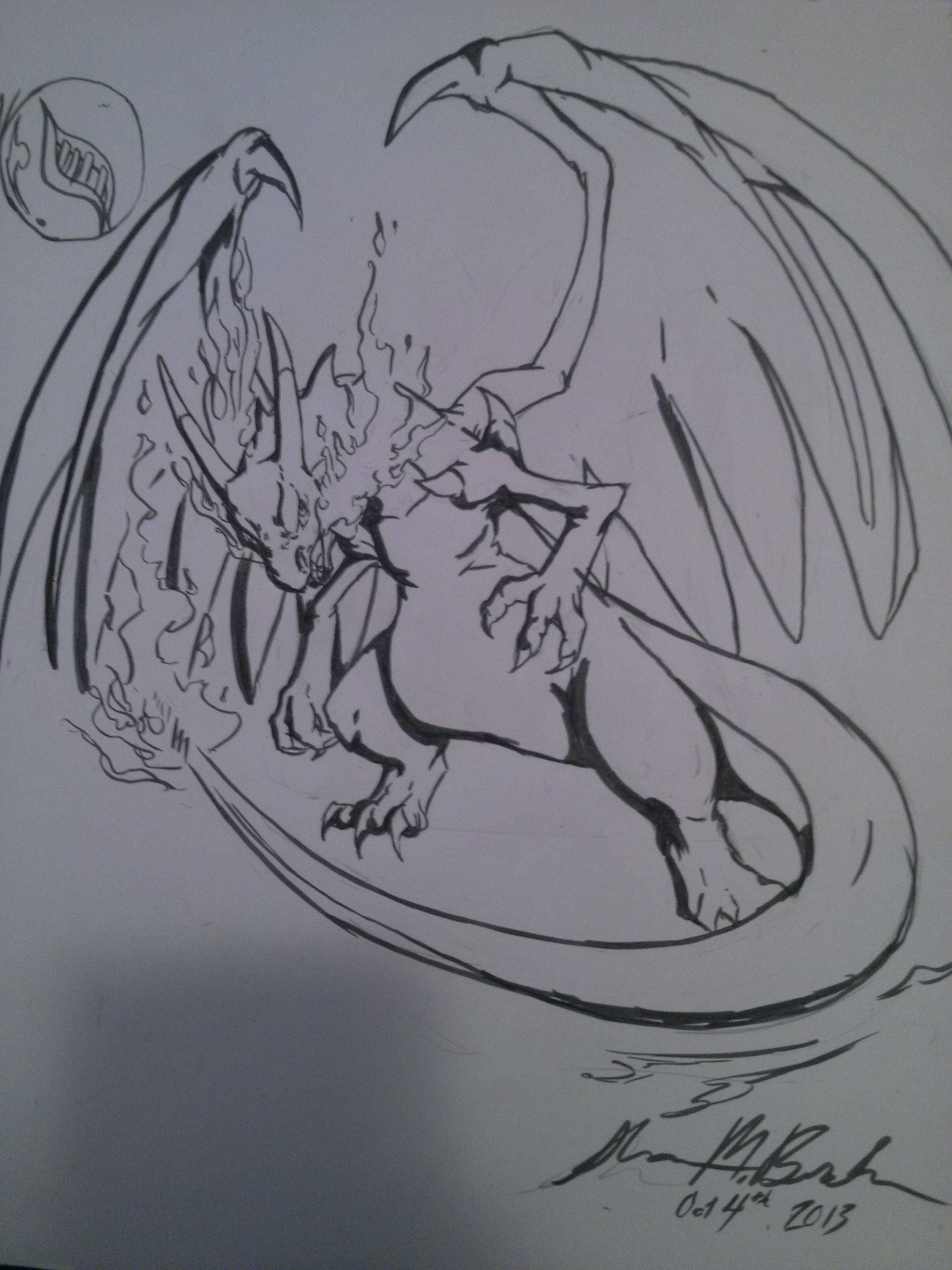 2448x3264 Quick Sketch And Then Inked Mega Charizard X. Pokemon - Mega Sketch