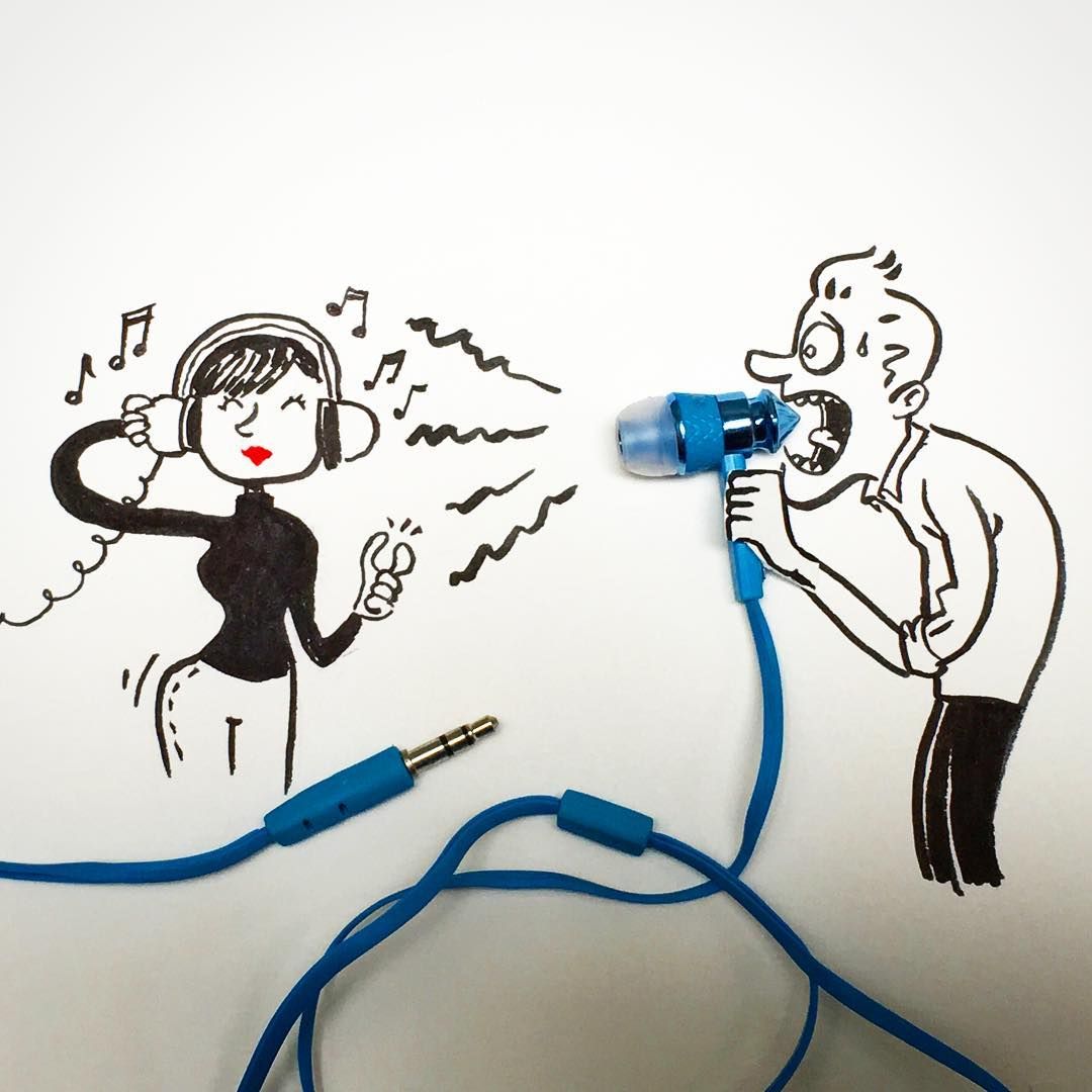 1080x1080 I Said How Do You Like The Headphones - Megaphone Sketch