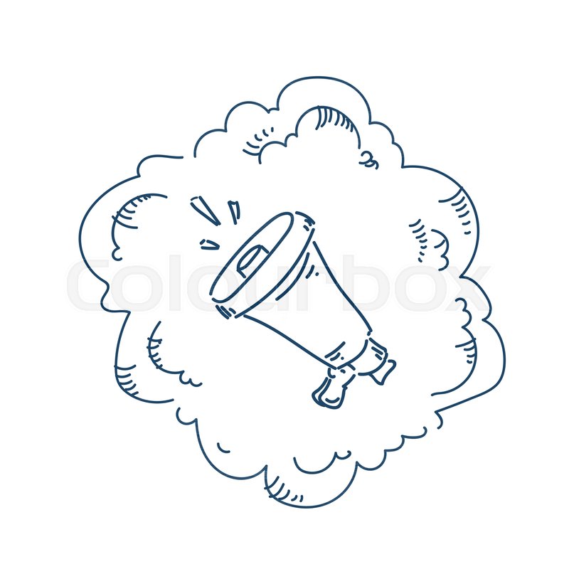 800x800 Megaphone Icon On White Background Sketch Doodle Vector - Megaphone Sketch