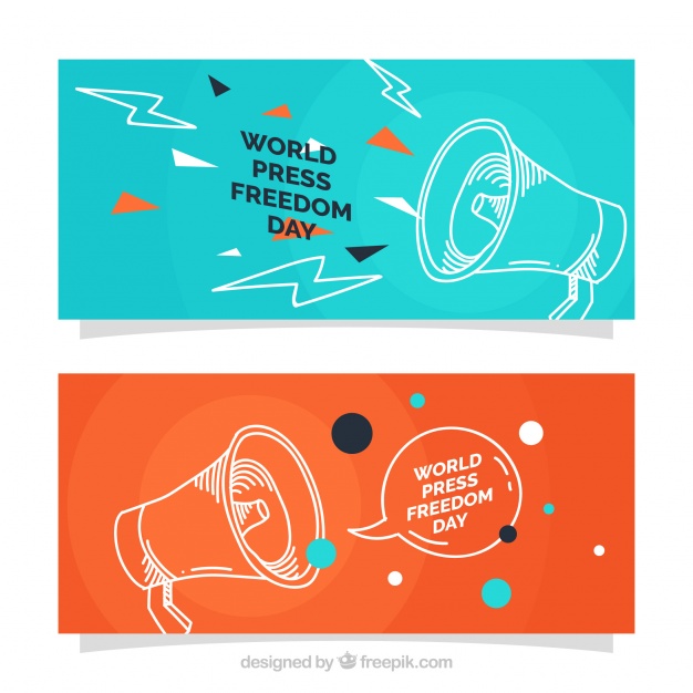 626x626 Megaphone Sketch Banners For Press Freedom Vector Free Download - Megaphone Sketch