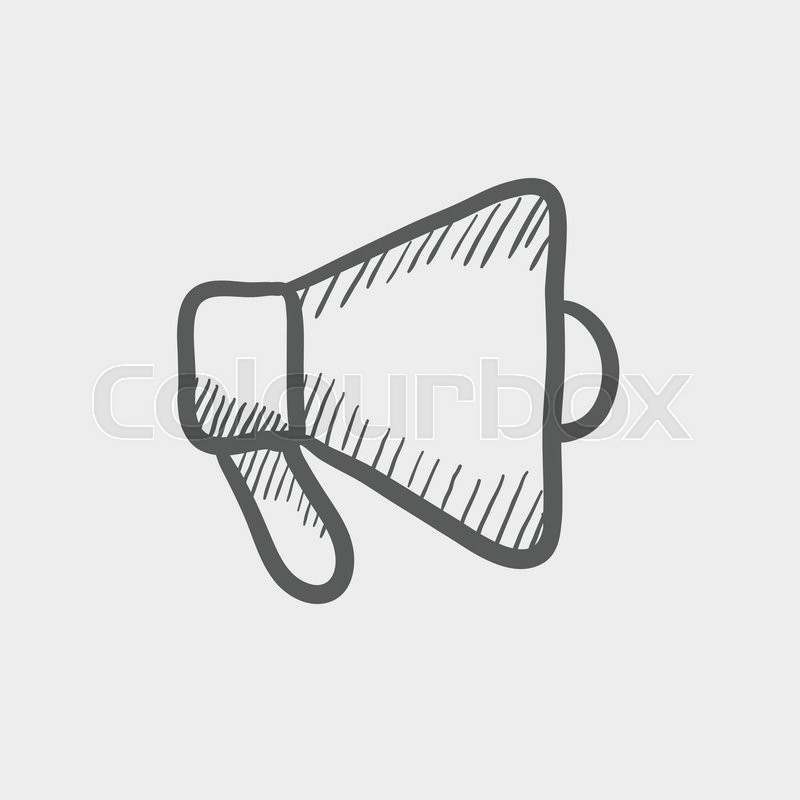 800x800 Megaphone Sketch Icon For Web And Mobile. Hand Drawn Vector Dark - Megaphone Sketch