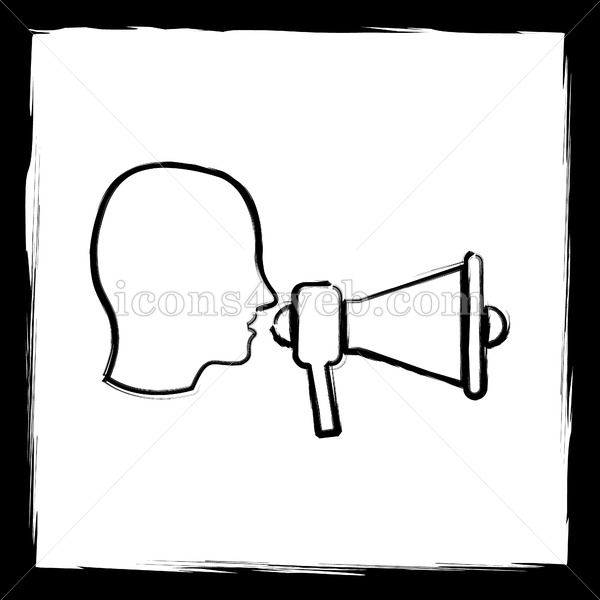 600x600 Megaphone Sketch Icon. - Megaphone Sketch