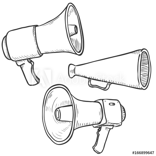 500x500 Vector Set Of Sketch Megaphones And Loudspeakers - Megaphone Sketch
