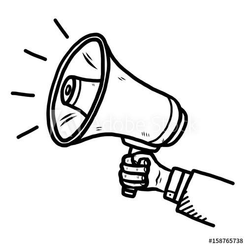 500x500 Megaphone Cartoon Vector And Illustration, Black And White, Hand - Megaphone Sketch