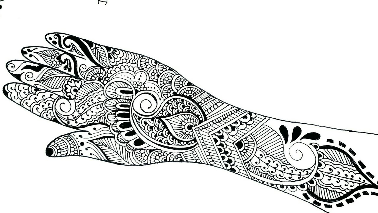 1280x720 Mehndi Sketches For Hands Sketch Of Mehndi Design 3 Henna Tattoo - Mehndi Sketch