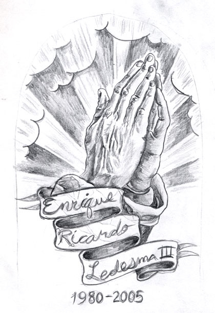 420x612 Memorial Tattoo Praying Hands Draft Sketch For A Short - Memorial Sketches